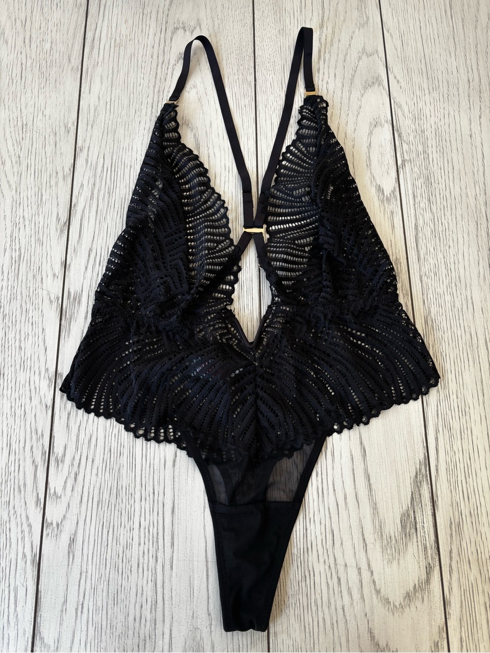 Bluebella Black Plunge Lace One-Piece Swimwear - Picture 4 of 5